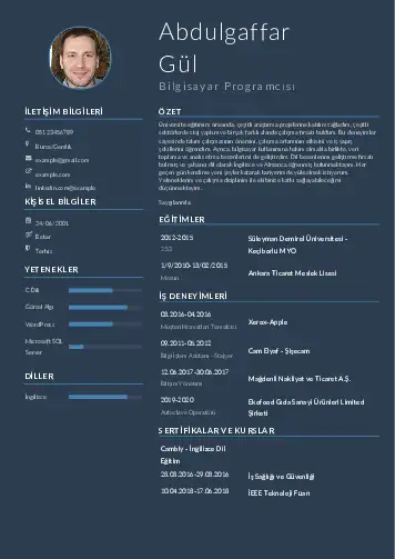 Bilgisayar Programcısı CV Örnekleri cv indir